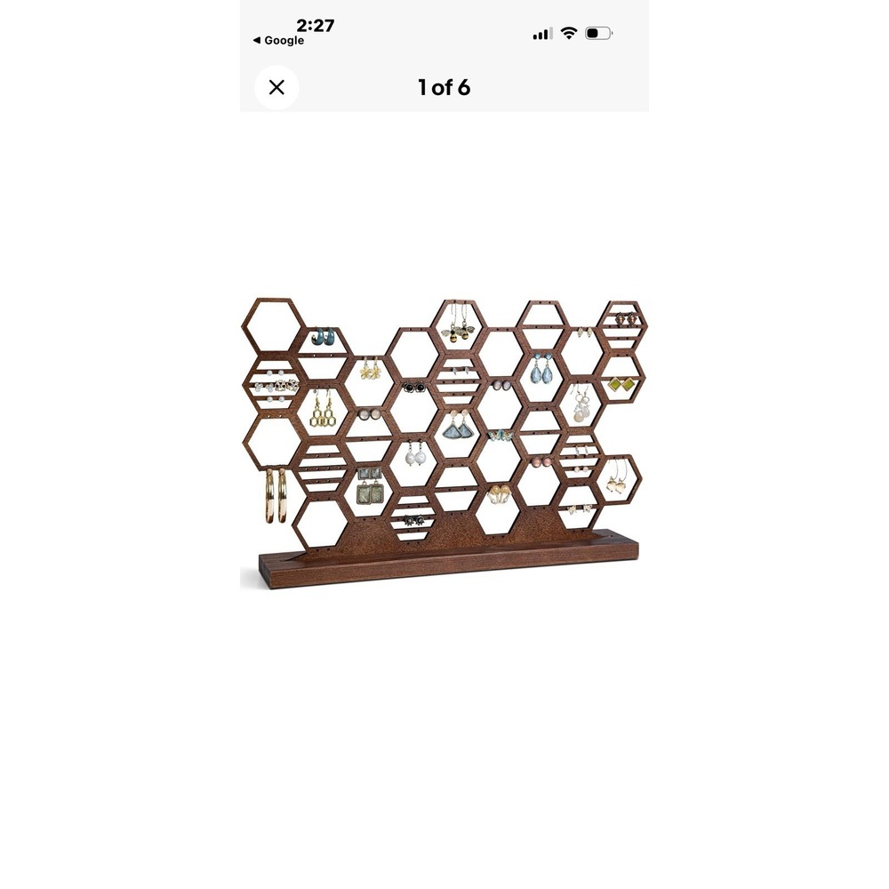 Heesch Walnut Honeycomb Jewelry Organizer